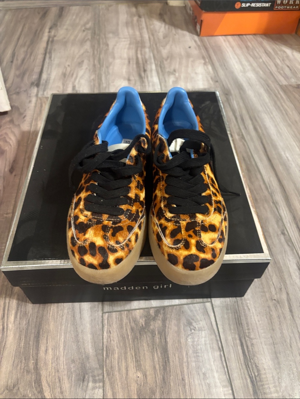 Madden Girl Leopard Print Sneakers with Black Laces and Blue Lining